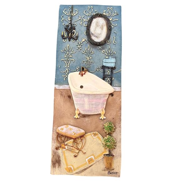 Bush Bathroom Tile Wall Hanging Plaque - Picture 2 of 6
